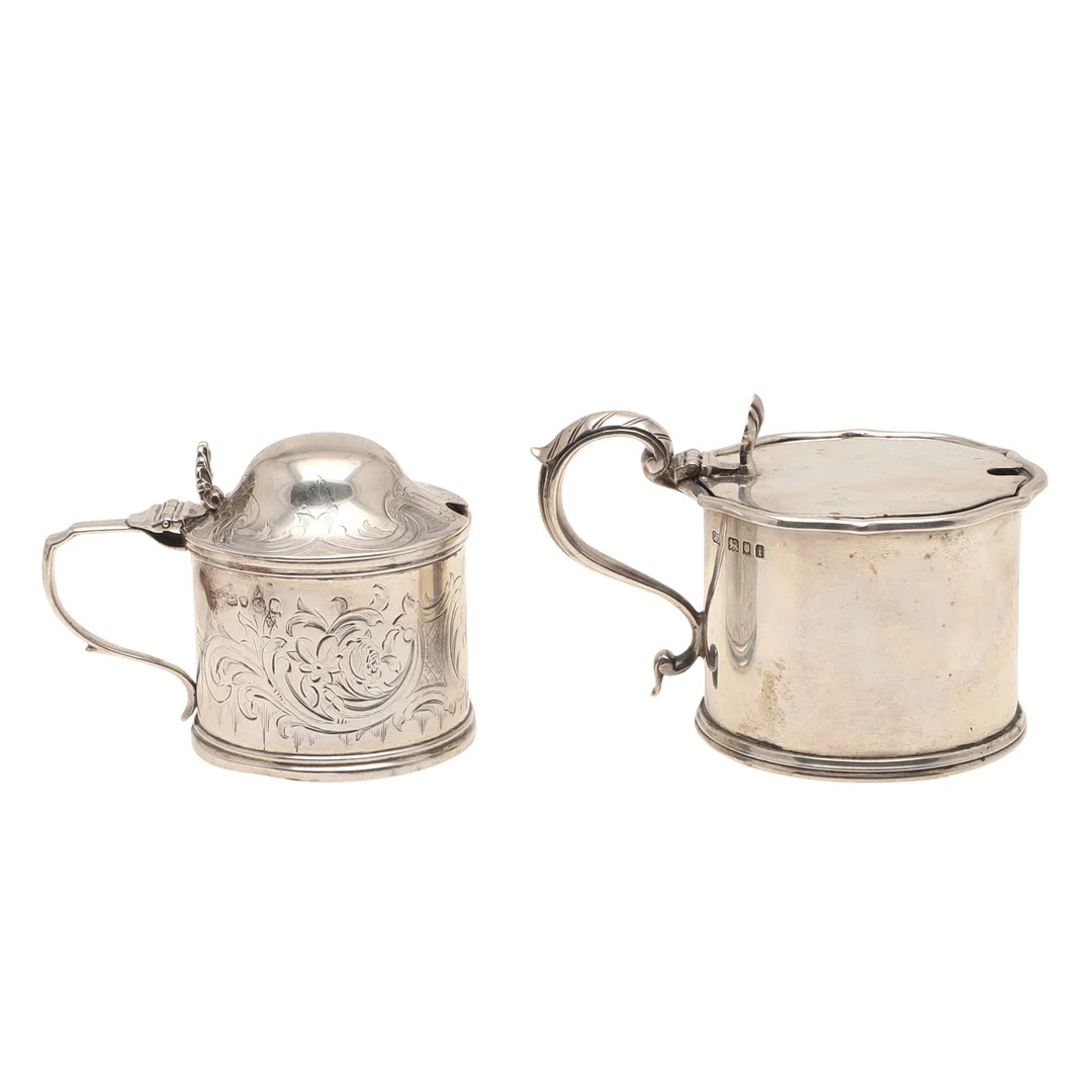 TWO SILVER MUSTARD POTS. — Silver — Lawrences Auctioneers