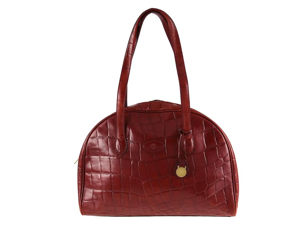 VÄSKA, MULBERRY, vintage, rött präglat läder, kongo, 28x29x8 cm, dustbag. — Accessoarer/Väskor — Kaplans