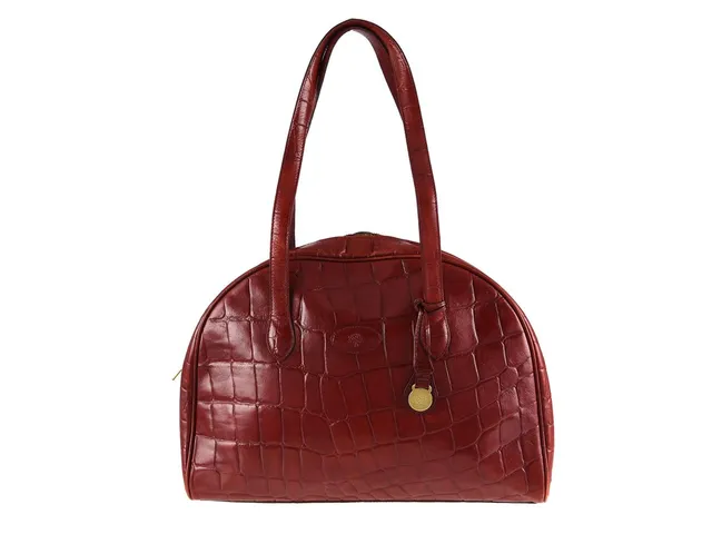 VÄSKA, MULBERRY, vintage, rött präglat läder, kongo, 28x29x8 cm, dustbag.