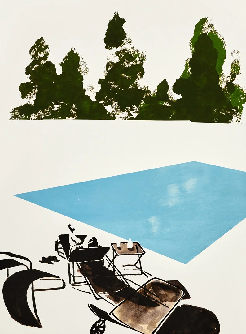 JOAKIM ALLGULANDER. "Pool side", signerad och numrerad 3/50, pigment print. — Engravings & Prints — Crafoord Auktioner Stockholm