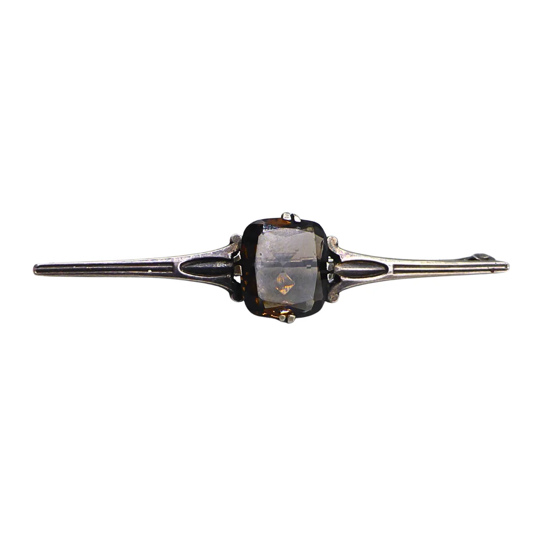STABBROSCHE MIT BRAUNEM EDELSTEIN. — Brooches & Pendants — Auktionshaus Stuber's Hammerschlag