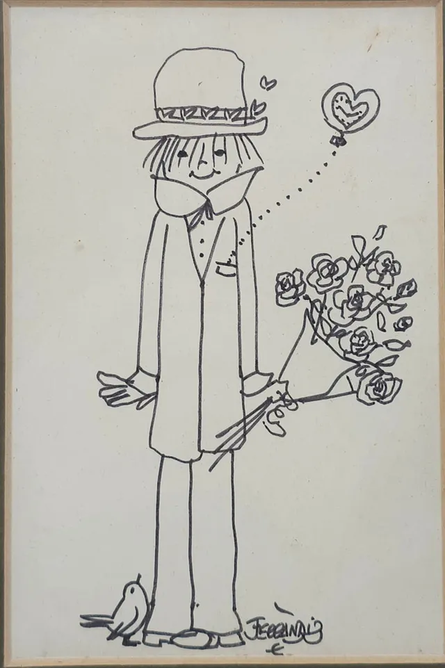 JOAN FERRÀNDIZ CASTELLS (1919-1997). JOVEN ENAMORADO. DIBUJO SOBRE PAPEL.