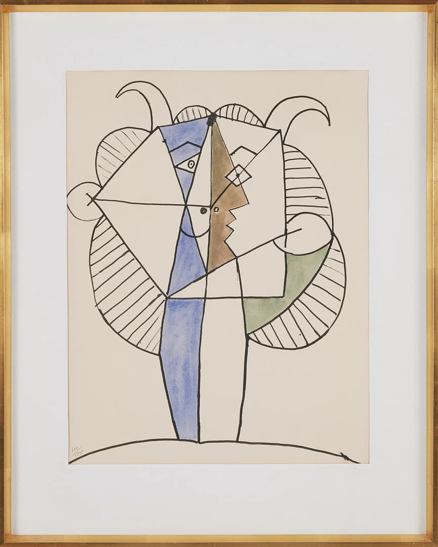 PABLO PICASSO. Efter, pochoir i färg, ur "Faune et Fiore d'Antibes", numrerad 160/175. — Engravings & Prints — Stockholms Auktionsverk Magasin 5