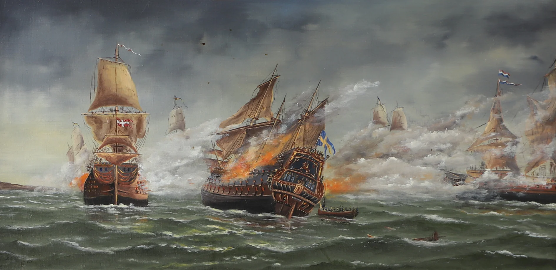 GREGOR HELLBERG. Svärdets sista strid, olja på duk, signerad Gregor. — Paintings — Helsingborgs Auktionskammare