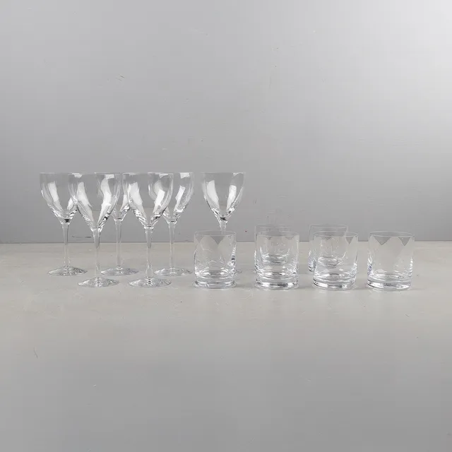 BERTIL VALLIEN. Glasservis, "Chateau", 6+6 delar, vinglas samt tumblerglas, Kosta Boda.