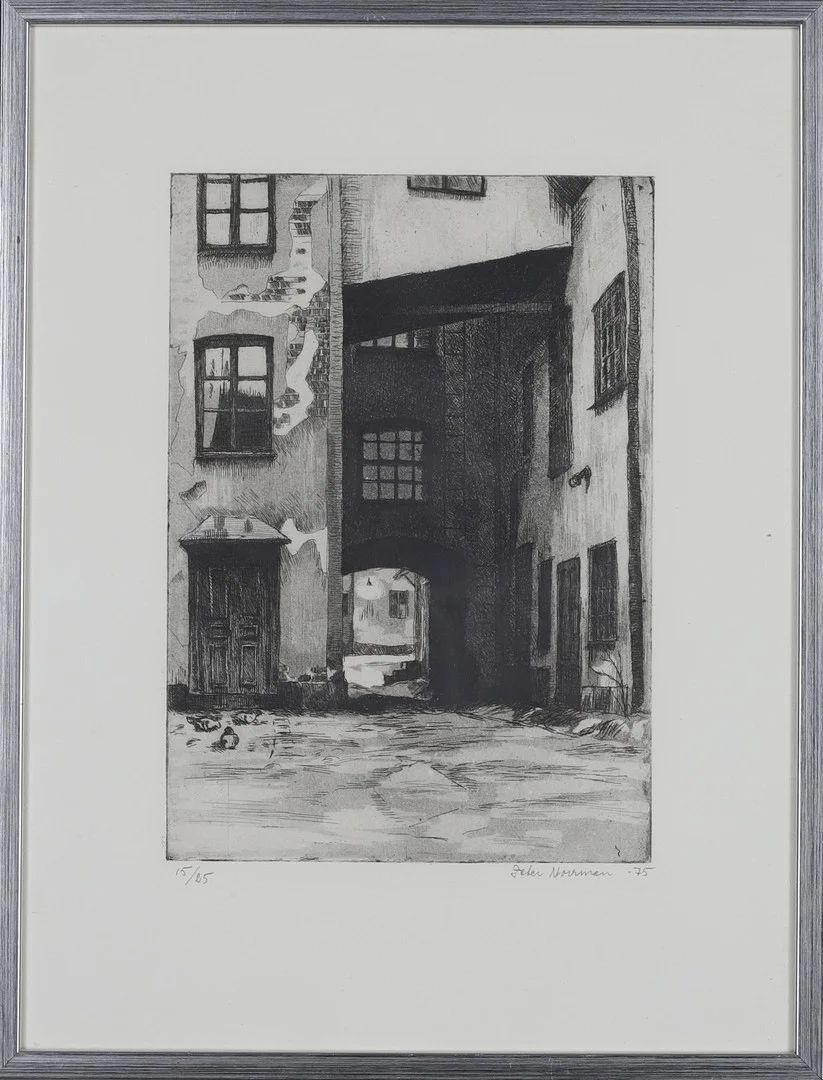 PETER NORRMAN. Etsning, numrerad 15/25, signerad och daterad -75. — Engravings & Prints — Gomér & Andersson Norrköping