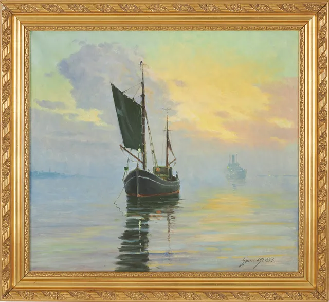 EINAR GROSS (1885-1962). Marint motiv, olja på duk, signerad.