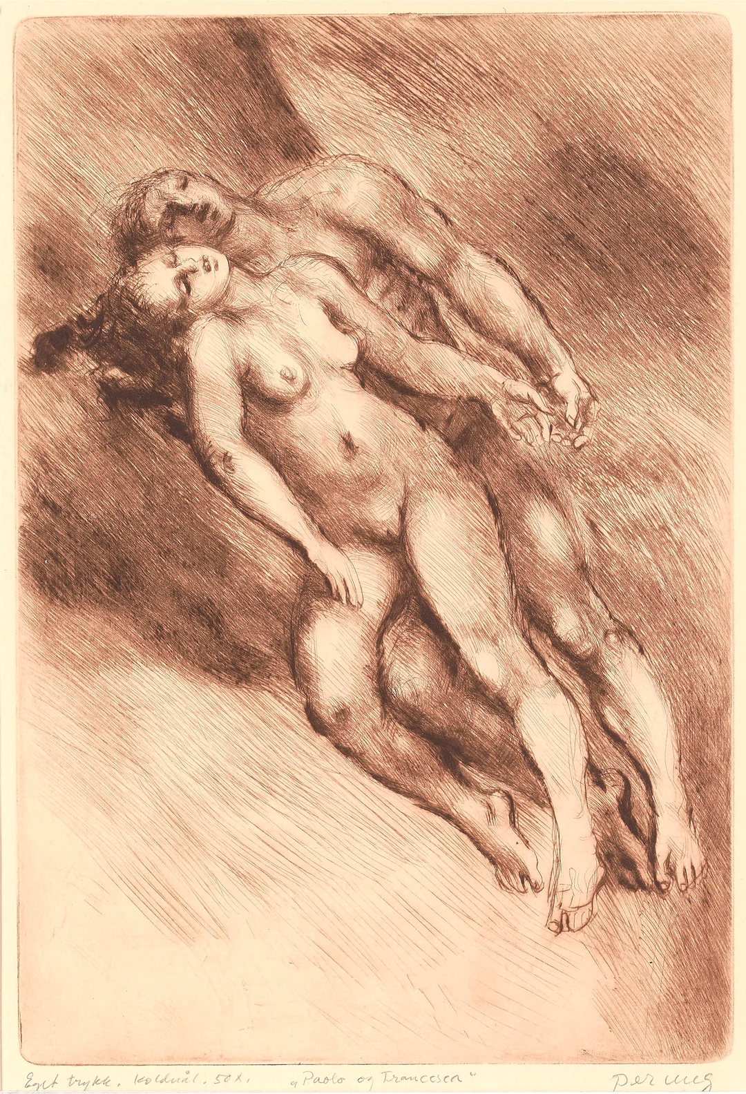 Ung, Per — "Paolo og Francesca" — Kunst/Grafikk — Blomqvist