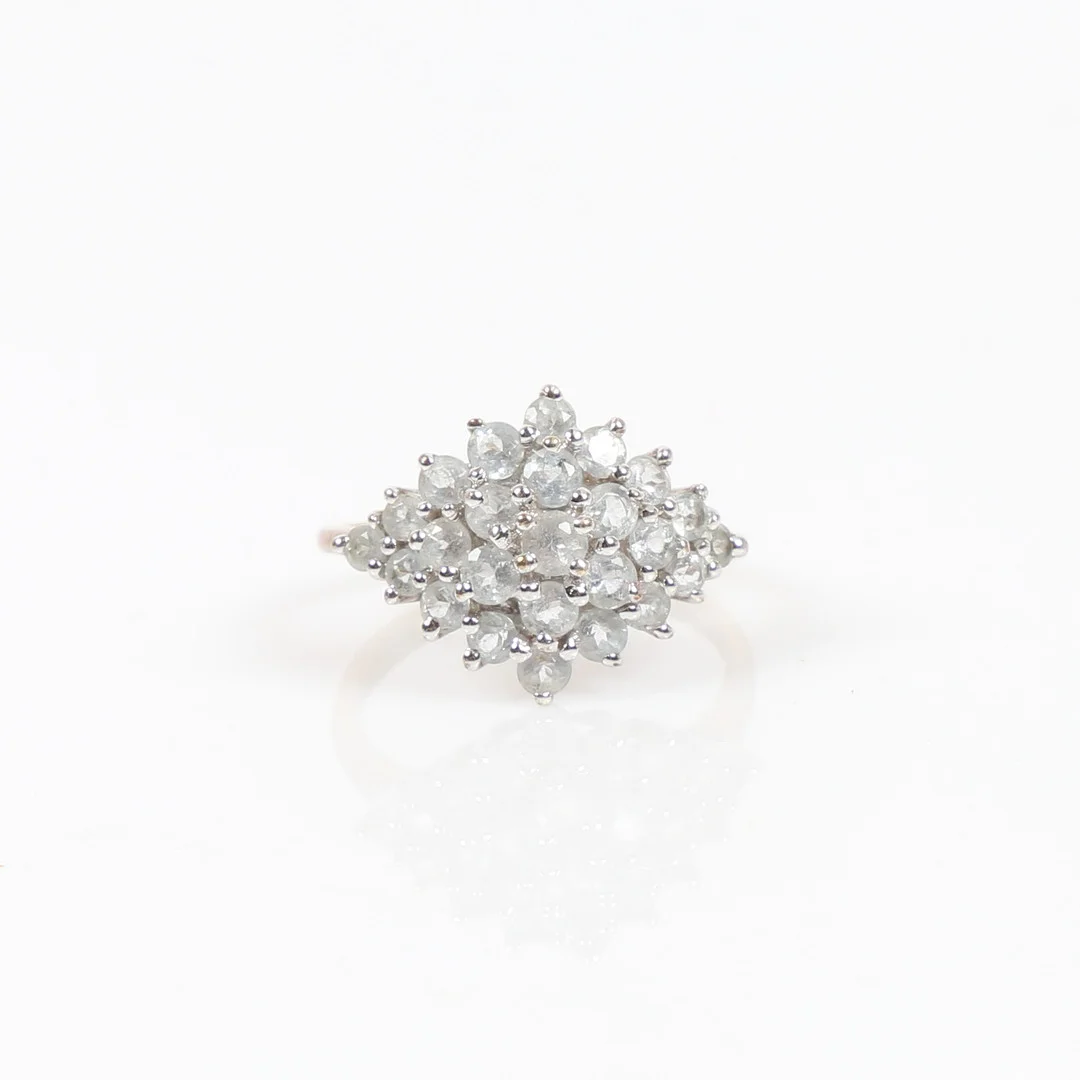 9CT GOLD AQUAMARINE CLUSTER RING. — Rings — Bishop & Miller