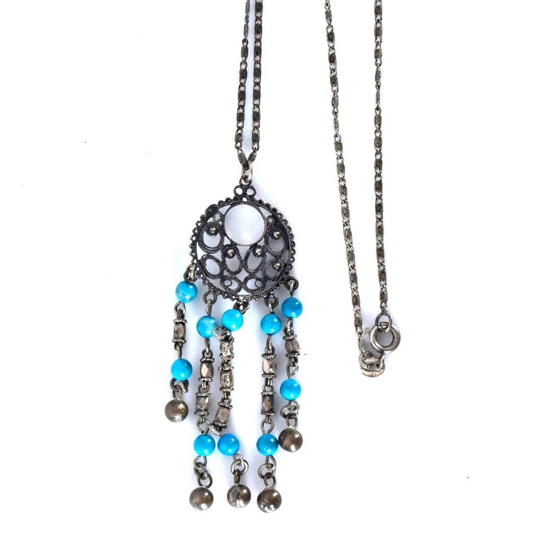 HALSCOLLIER, med turkoser 1900-talets första hälft. — Necklace — Halmstads Auktionskammare