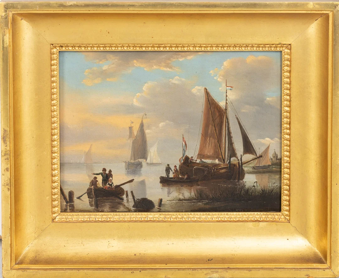 NIEDERLÄNDISCHE SCHULE. Handelsschiffe im flachen Wasser. — Paintings — Stockholms Auktionsverk Hamburg