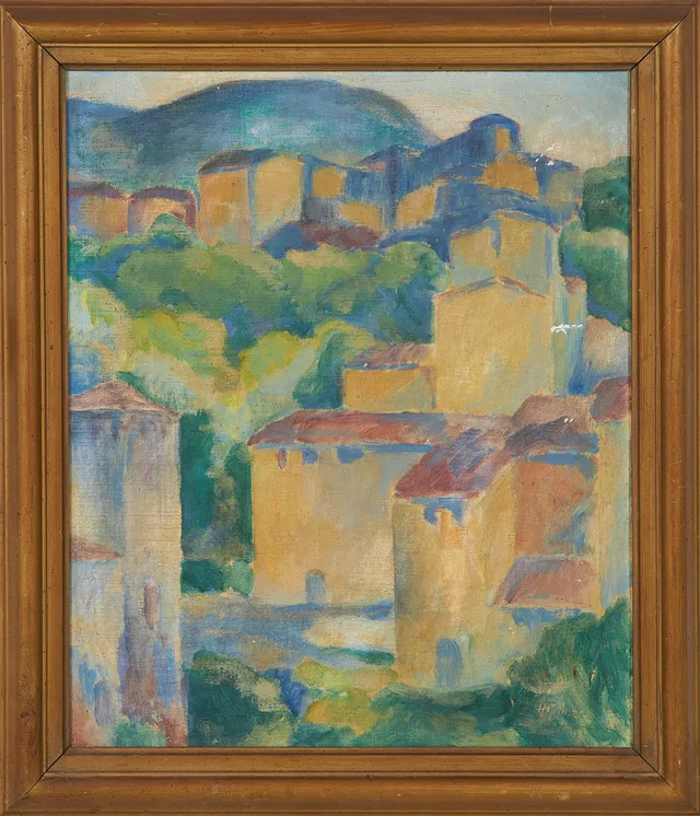 HADAR JÖNZÉN (1885-1977). "Deia, Mallorca", sydländsk by, olja på duk, signerad samt daterad.