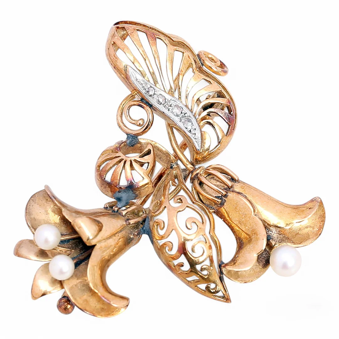 Gold floral brooch, circa 1940. — Brooches & Pendants — Balclis