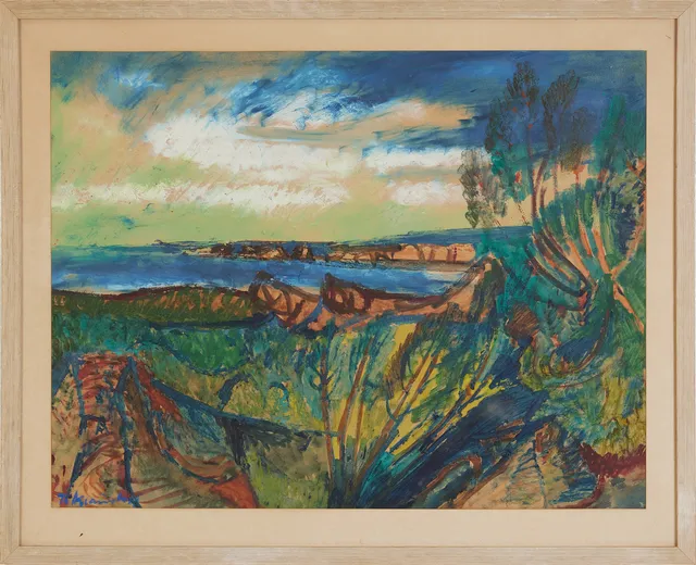 BRUNO KRAUSKOPF (1892-1960). Stavanger, gouache, signerad.