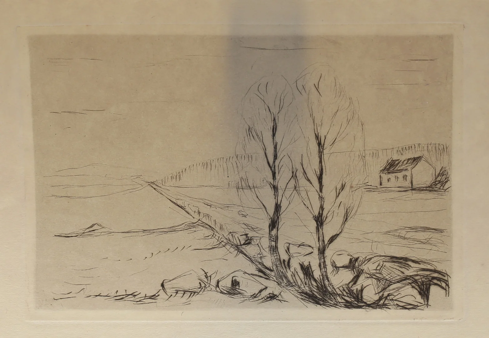 MUNCH EDVARD. Norskt landskap. Etsning, osignerad. — Engravings & Prints — Gomér & Andersson Linköping