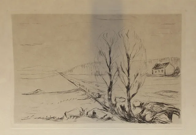 MUNCH EDVARD. Norskt landskap. Etsning, osignerad.