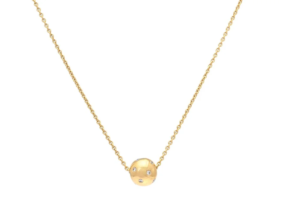 STRÖMDAHL, collier, 18K guld, 12 briljantslipade diamanter ca 0,12 ctv, ca TW/VS, längd 43 cm, vikt 5,7 g. — Smycken/Collier — Kaplans
