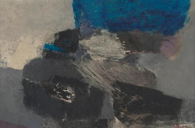 Nesjar, Carl — "Kystbilde med blått, brunt og violett" 1960