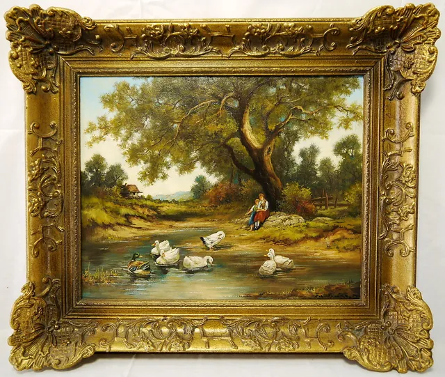 SPEIER, A. "Enten im Teich", Öl auf Leinwand, sign. A. Speier.