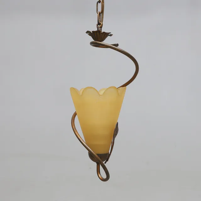 TAKLAMPA, glas och patinerad metall, Silkflower, samtida.