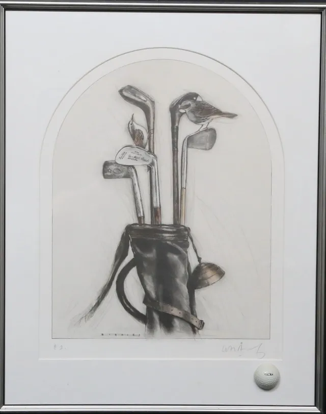 LASSE ÅBERG, litografi, "Birdies", Signerad.