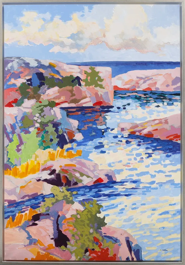 LARS ANDERSSON BJÖNNI. Kustmotiv, olja på duk, signerad.