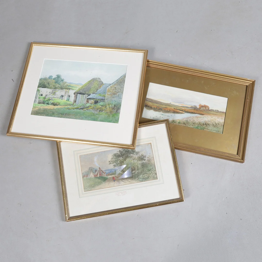 THREE WATERCOLOUR LANDSCAPES (3). — Paintings — Bishop & Miller