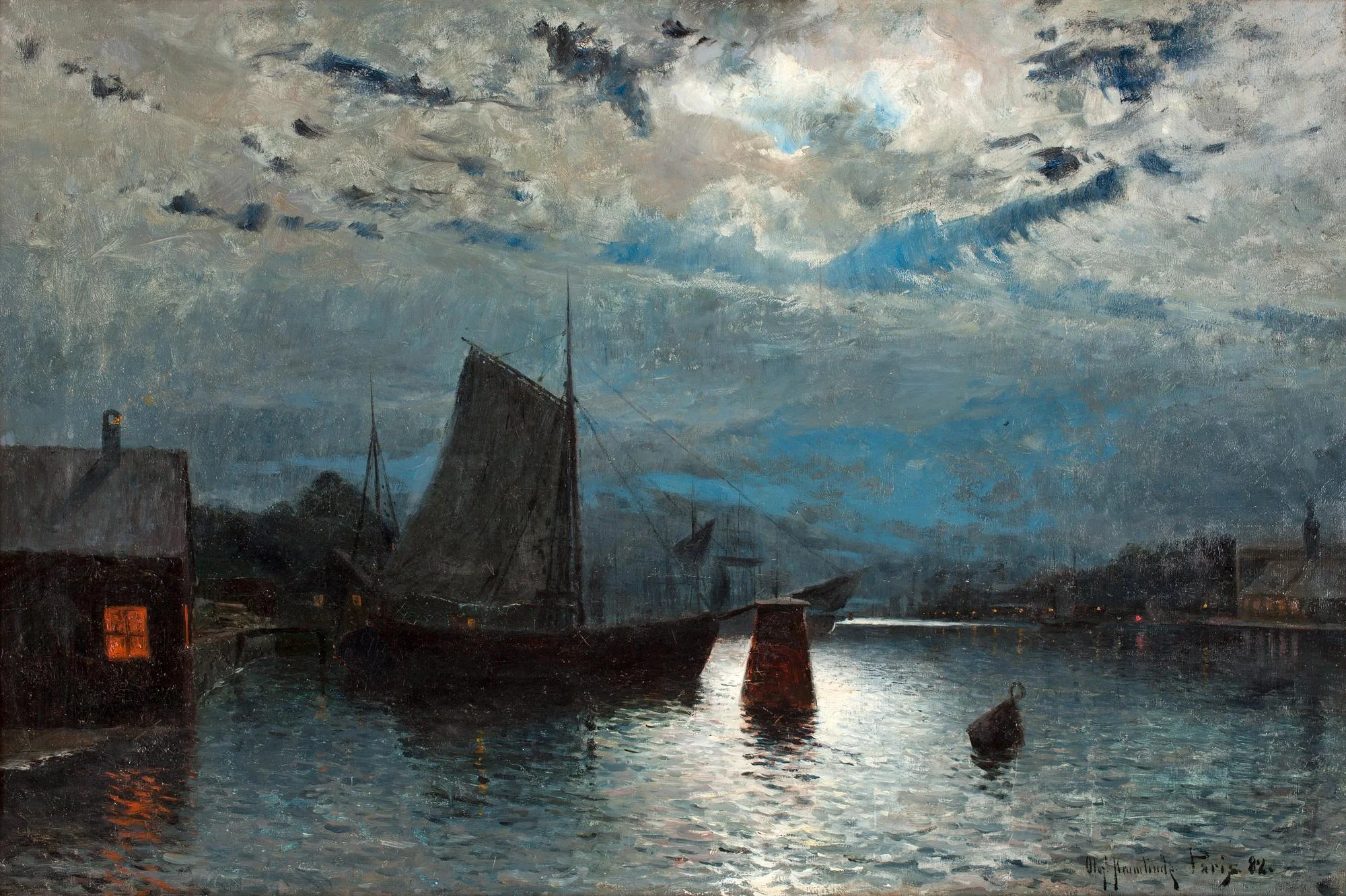 Olof Krumlinde, Flodlandskap i månsken. — Bukowskis