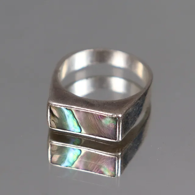 PALLE BISGAARD, Danmark, silverring, sterling med abaloneskal, 1960-tal.