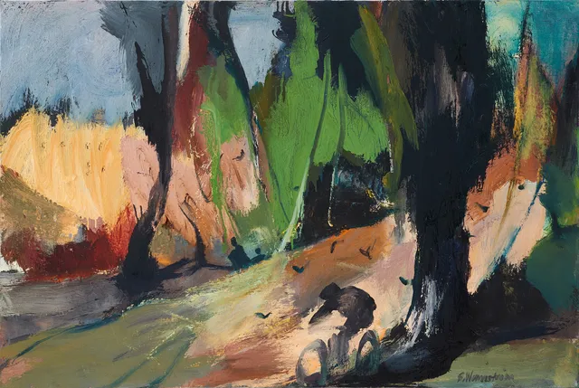 BERNDT WENNSTRÖM (född 1945), "Högalidsparken" - Stockholm, signerad, olja på duk.