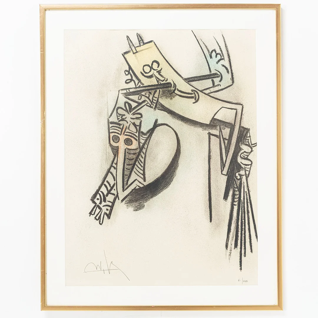 WIFREDO LAM. Färglitografi, "Montée des sèves" ur "Pleni Luna", signerad och numrerad 61/262, 1974. — Engravings & Prints — Handelslagret Auktionsservice