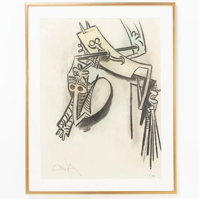 WIFREDO LAM. Färglitografi, "Montée des sèves" ur "Pleni Luna", signerad och numrerad 61/262, 1974.