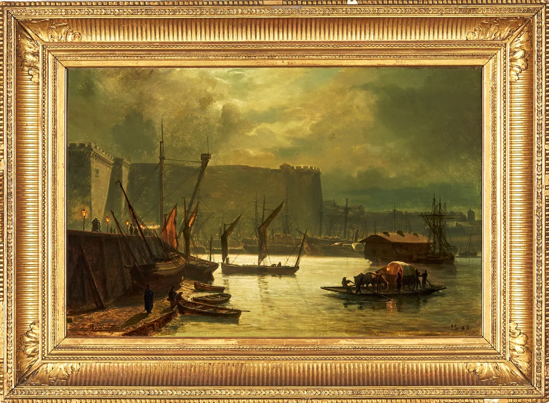 Bennetter, Johan Jakob — Havneparti, 1863 — Kunst/Maleri — Blomqvist