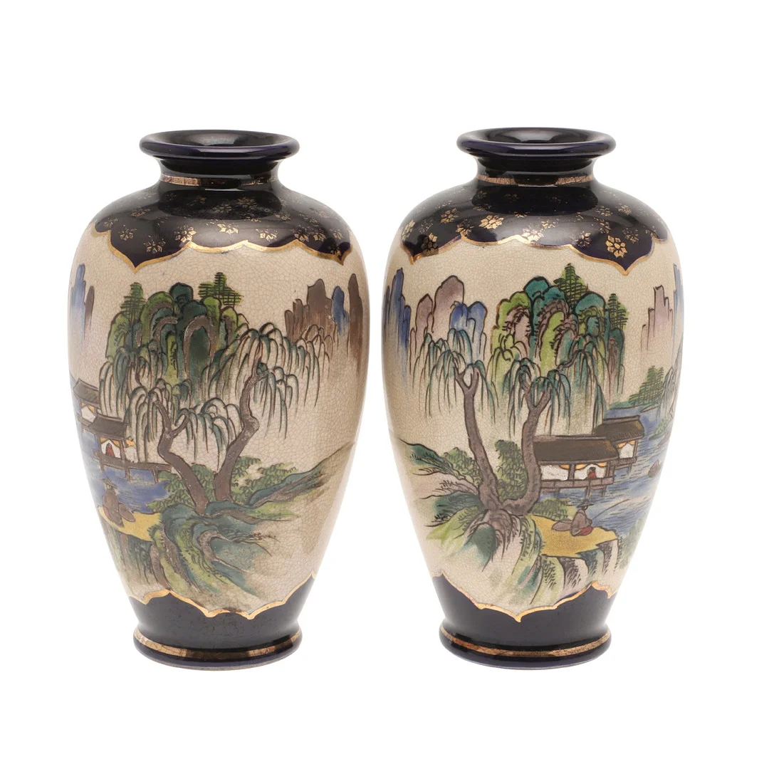 PAIR OF EARLY 20TH CENTURY SATSUMA VASES. — Ceramics & Porcelain — Lawrences Auctioneers