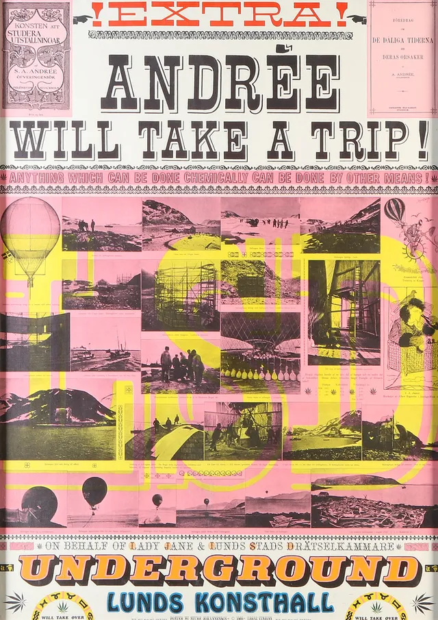 STURE JOHANNESSON. Affish. "Andrée will take a trip", Lunds Konsthall, 1969, Legal Vision.