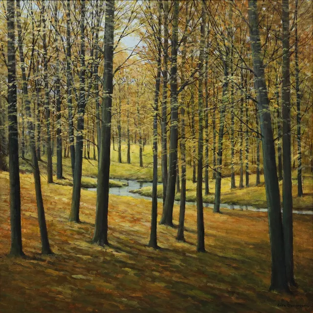 GÖTE SVENSSON (FÖDD 1926). Skogsmotiv, olja på duk, signerad.