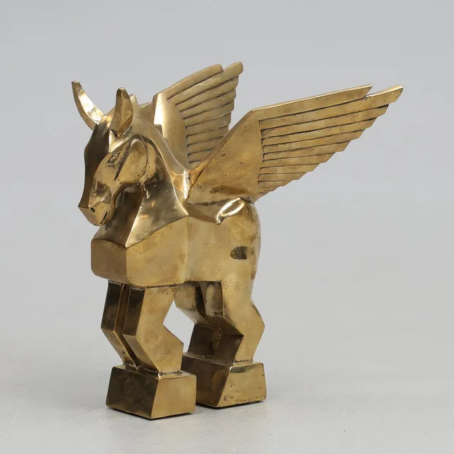 LARS TUNEBO. "Pegasus (gold)", brons, polerad brons, signerad, numrerad 1/29.