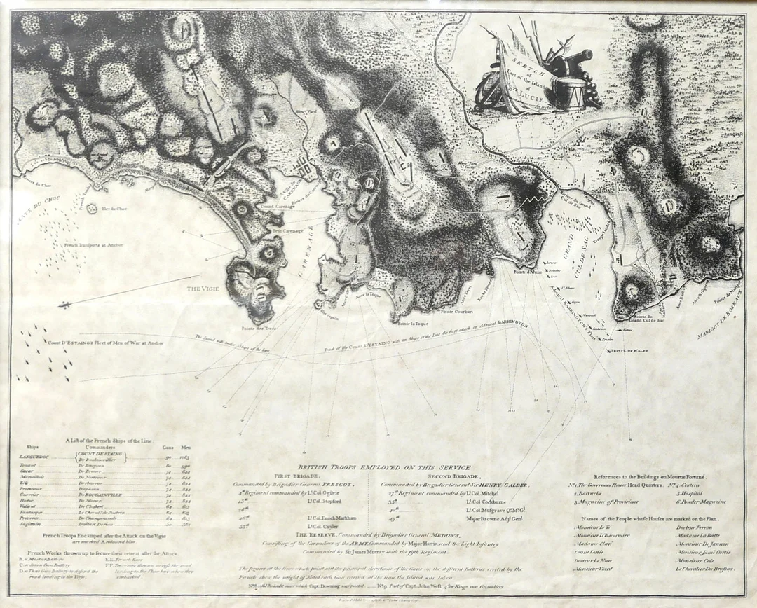 A DEPLOYMENT MAP OF THE BATTLE OF ST LUCIA. — Maps — Batemans of Stamford