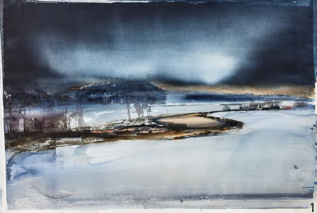 LARS LERIN (FÖDD 1954). Svartån, akvarell.