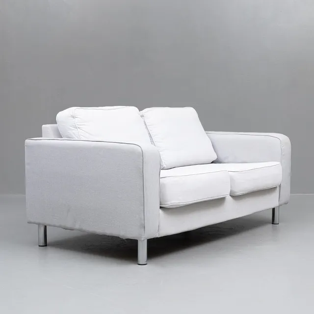 SOFFA, grå textilklädsel, samtida.