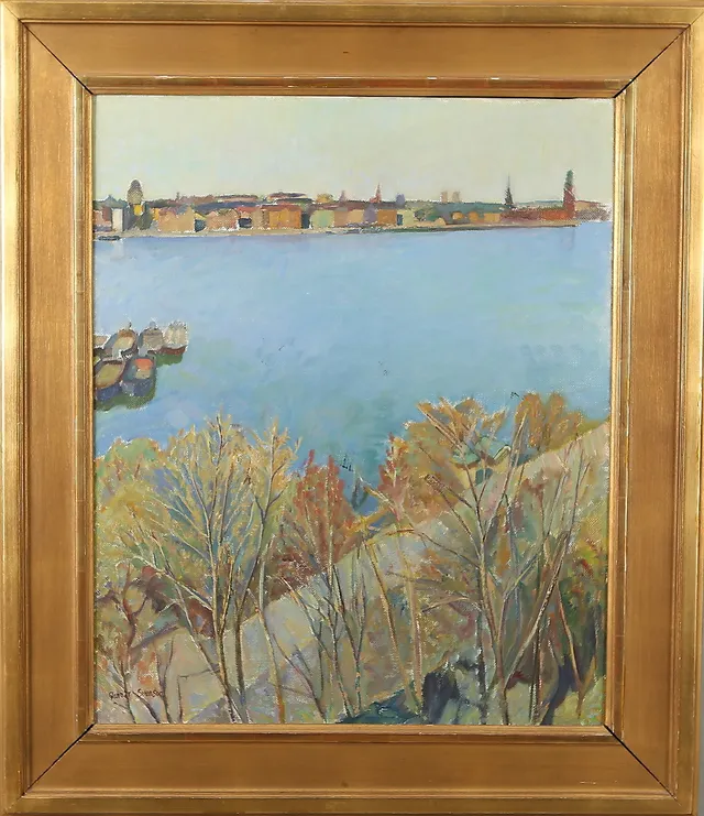 GUNNAR SVENSSON. Stockholmsmotiv, olja på duk, signerad.
