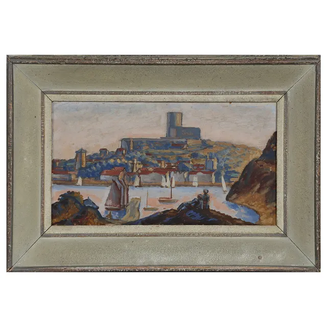 KURT JUNGSTEDT. (1894-1963) "MARSTRAND" OLJA PÅ PANNÅ, SIGNERAD (NAMNAD A TERGO).