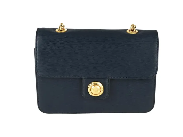 VÄSKA, CHLOÉ, Vintage Chain Flap, blått läder, guldfärgade beslag, 22x16x5 cm.