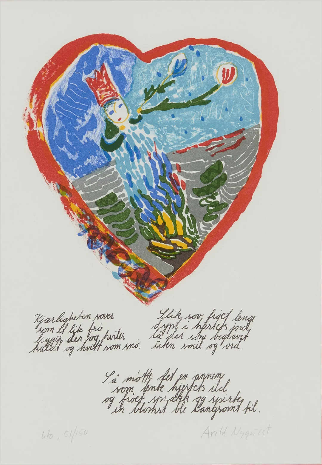 Nyquist, Arild — "Kjærligheten sover" — Kunst/Grafikk — Blomqvist