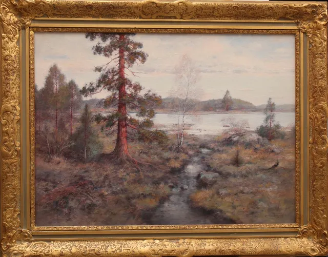 JEAN ROSENGREN. Olja på duk Skog och sjö, signerad.