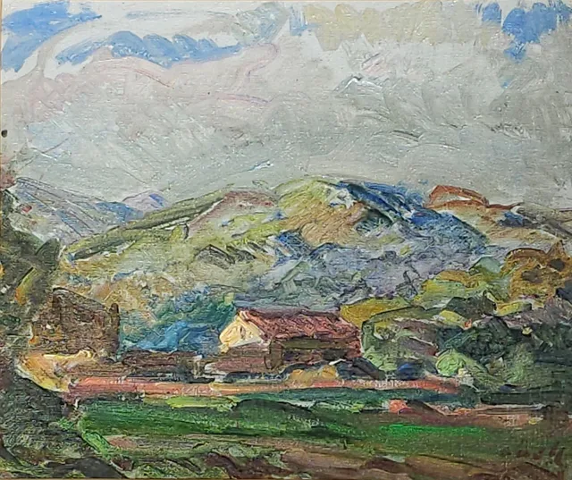 LLUÍS MARIA GÜELL CORTINA. ÓLEO SOBRE TABLEX. PAISAJE.