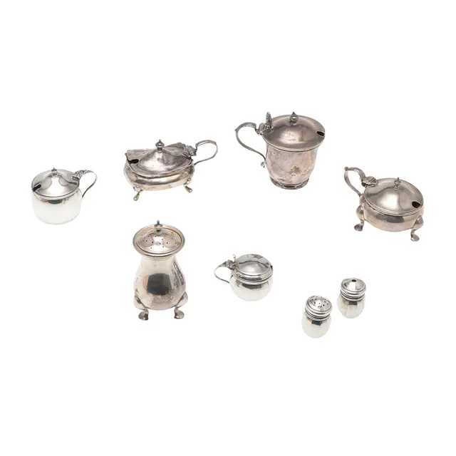 MIXED SILVER CONDIMENTS.