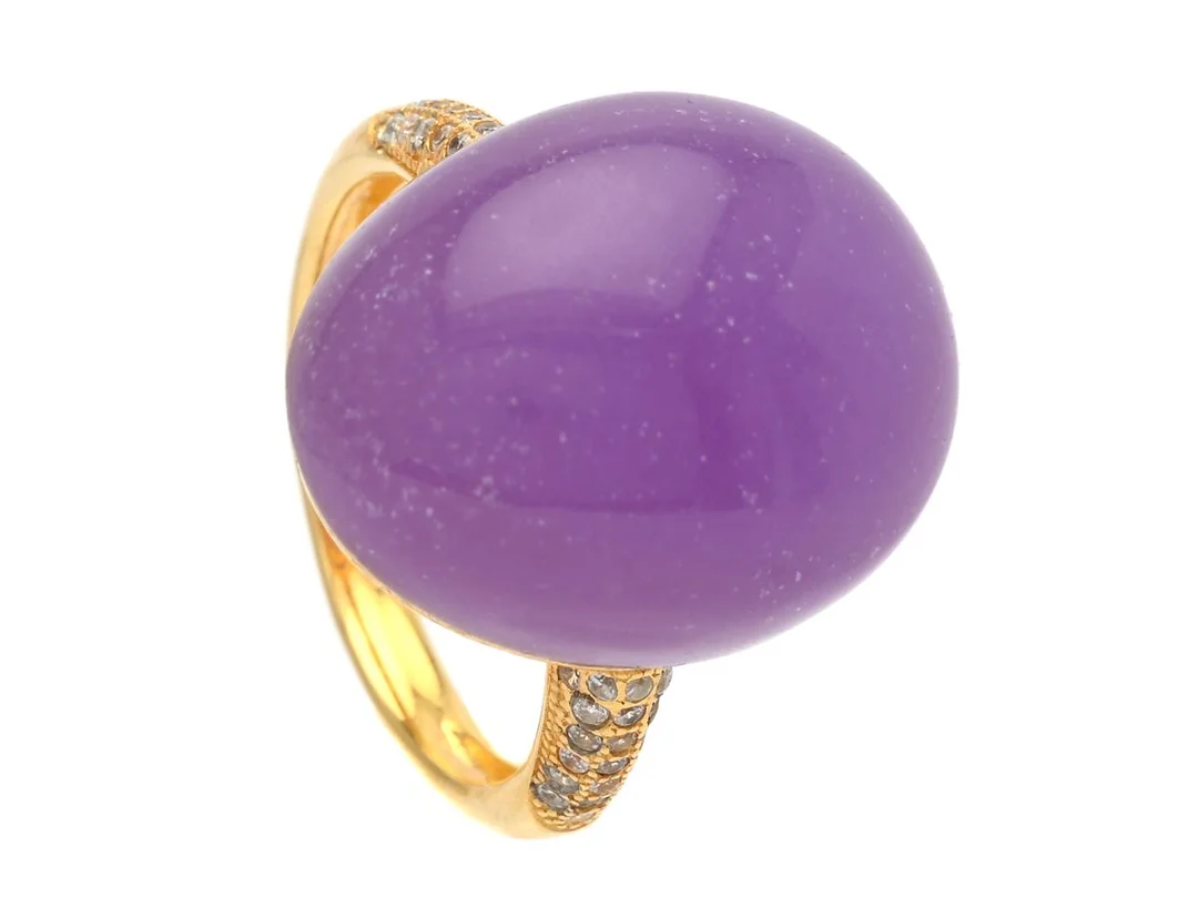RING, förgyllt sterlingsilver, cubic zirconia, färgad lila kvarts, storlek 17,75 mm, vikt 8,2 g. — Smycken/Ring — Kaplans