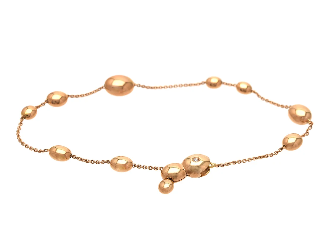 CHIMENTO, armband, 18K roséguld, briljantslipad diamant ca 0,015 ct, justerbar längd, vikt 4,2 g. — Smycken/Armband — Kaplans