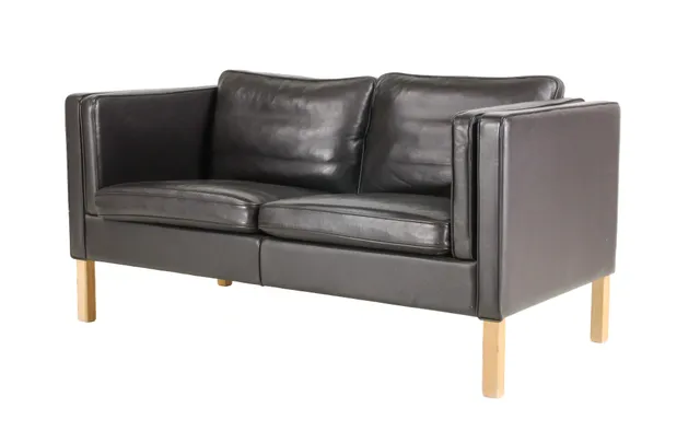 Mogens Hansen. Two-seater sofa, brown leather